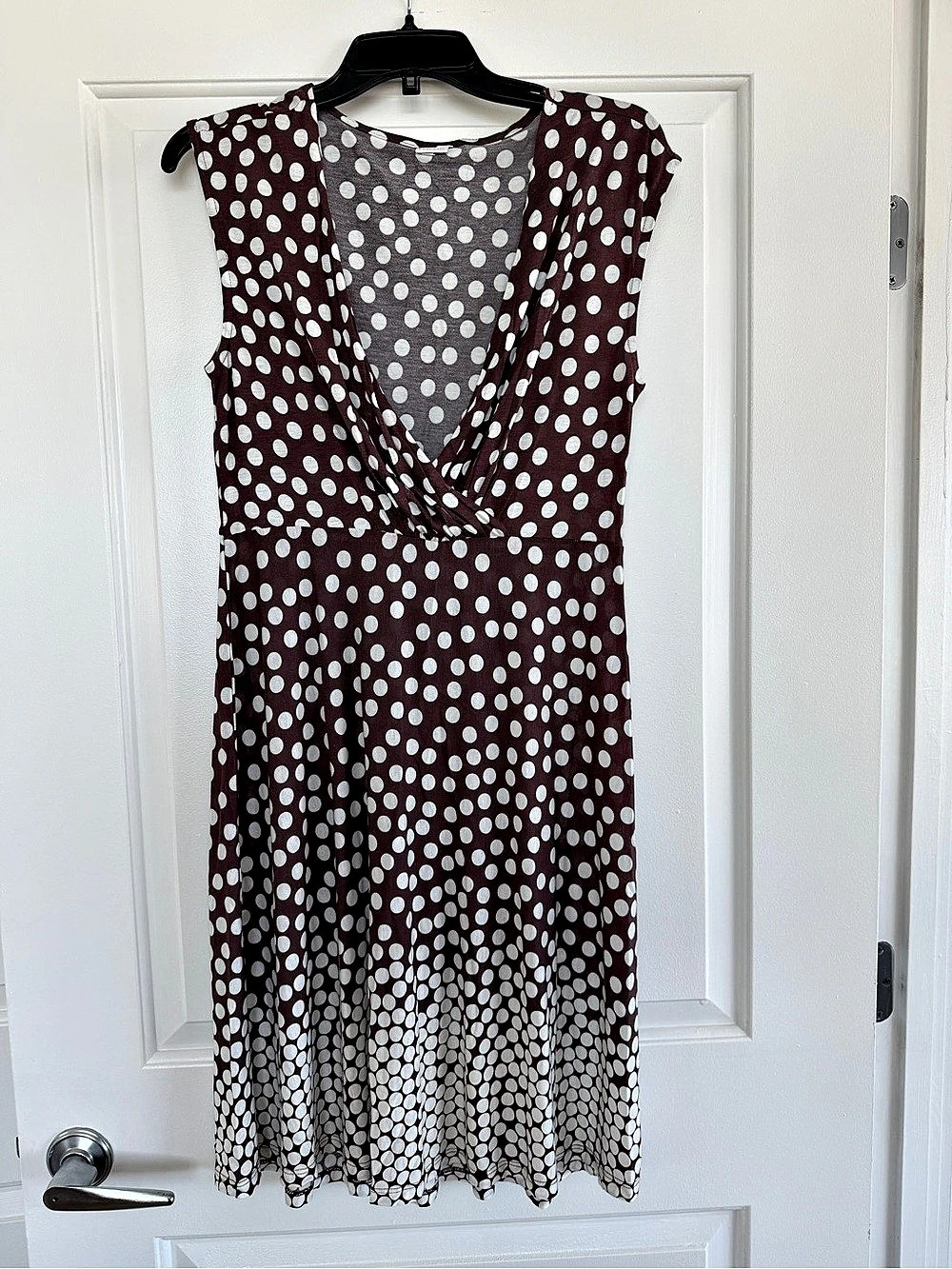 Lascana Polka Dot Midi Dress in Brown & White Size 8